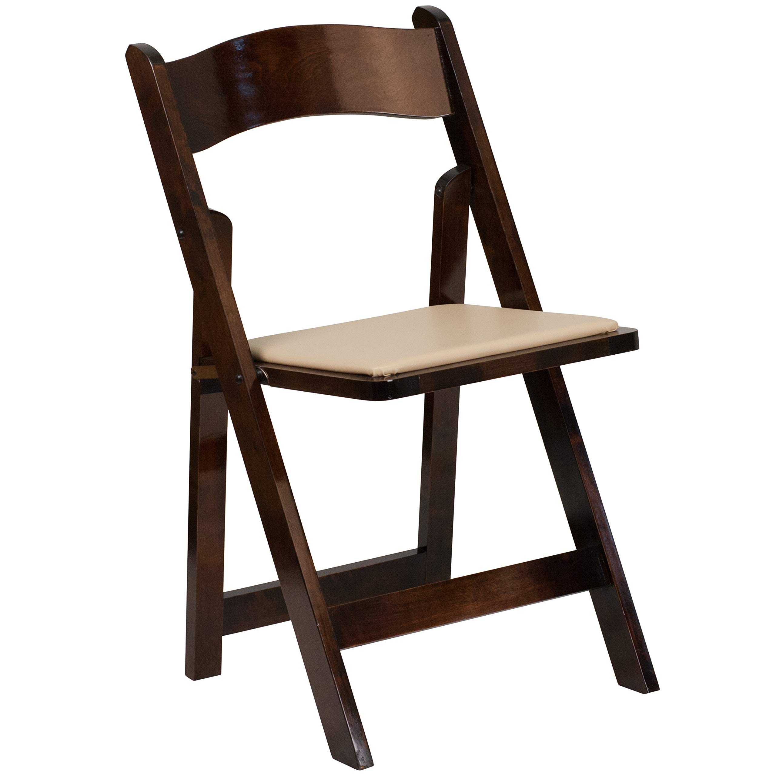 Rustic Fruitwood Padded Folding Chair